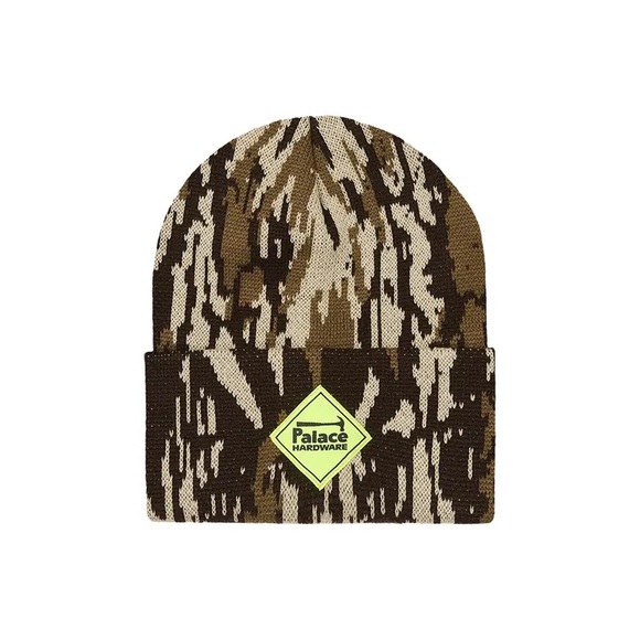 Palace Skateboards Hardware Woven Logo Beanie Cuffed Hat Knit Camo Cap